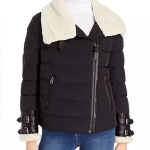 Mackage Women’s Black Sadie Jacket with White/Cream Shearling Collar